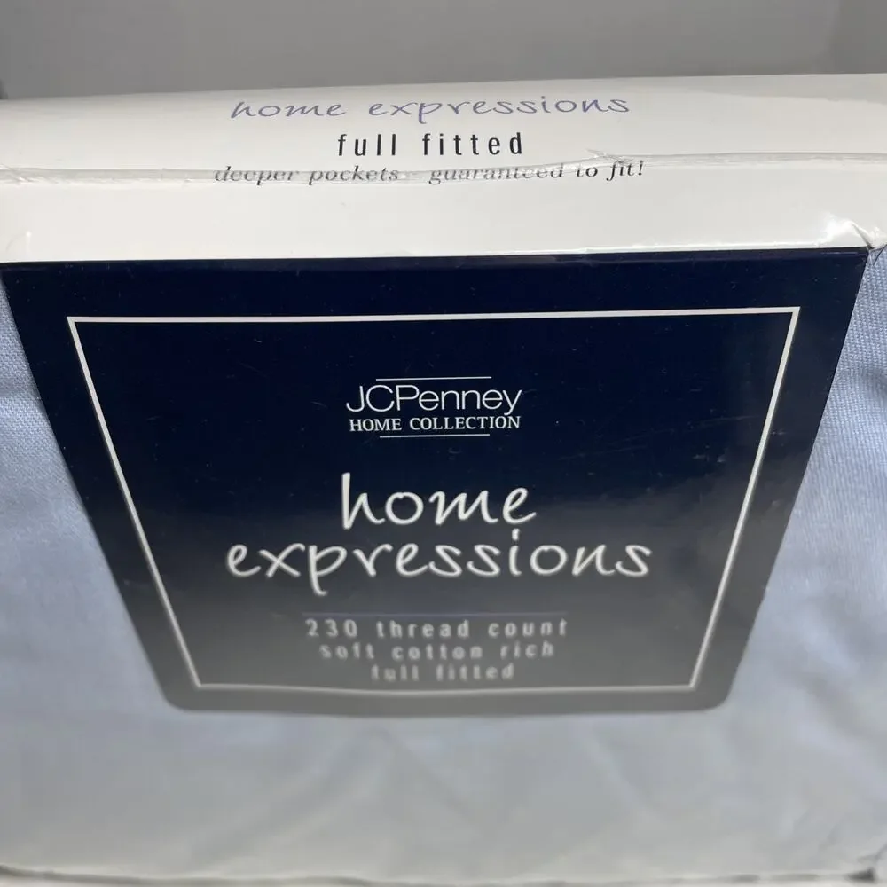 JCPenney Home Expressions Full Fitted NEW Blue 230 Thread Count